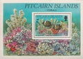 Pitcairn Islands commemorative Coral Stamp and mini sheet Royalty Free Stock Photo