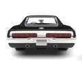 Pitch black American vintage muscle car - back view closeup shot