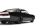Pitch black American vintage muscle car - taillight cut shot