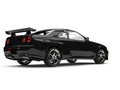 Pitch black urban sports car - tail side view Royalty Free Stock Photo