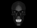 Pitch black vampire skull with white teeth