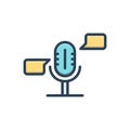 Color illustration icon for Pitch, microphone and podcast