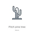 Pitch pine tree icon. Thin linear pitch pine tree outline icon isolated on white background from nature collection. Line vector Royalty Free Stock Photo