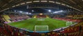 The pitch at Vicarage Road at night, home of Watford FC in Hertfordshire