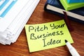 Pitch your business idea sign on a memo stick Royalty Free Stock Photo