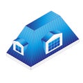 Pitched mansard roof with dormer windows.pitched roof with windows isometric