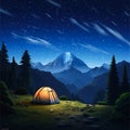 Pitched Mountains Under Starry Sky Royalty Free Stock Photo