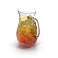 Pitcher of lemon ice tea isolated on white. 3D illustration Royalty Free Stock Photo