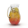 Pitcher of lemon ice tea on white. 3D illustration Royalty Free Stock Photo