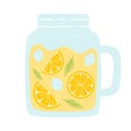 Pitcher with lemonade. Cool lemonade with pieces of lemon, mint and ice Royalty Free Stock Photo