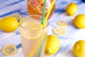Pitcher of lemonade with lemons, and fresh Royalty Free Stock Photo