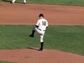 Pitcher Matt Cain lifts leg to throw pitch