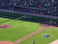 Pitcher Matt Cain throws pitch to batter Shane Victorino with ba