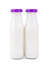 Pitcher of milk isolated on white background. Clipping path. Glass jug Royalty Free Stock Photo