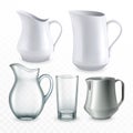 pitcher milk white drink set realistic vector