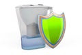 Pitcher water filter with shield, 3D rendering