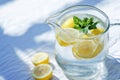 A pitcher of water with lemon slices in it Royalty Free Stock Photo