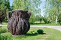 Pitcher weaved from dried birch branches Royalty Free Stock Photo