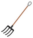Pitchfork icon. Farmer tool. Cartoon rural equipment