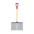 Pitchfork red vector illustration tool icon isolated object equipment. Gardening agriculture fork silhouette farming