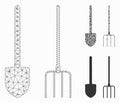 Pitchfork and Shovel Tools Vector Mesh 2D Model and Triangle Mosaic Icon Royalty Free Stock Photo