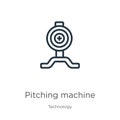 Pitching machine icon. Thin linear pitching machine outline icon isolated on white background from technology collection. Line