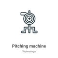 Pitching machine outline vector icon. Thin line black pitching machine icon, flat vector simple element illustration from editable