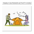 Pitching tent color icon