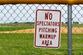 Pitching warmup area sign Royalty Free Stock Photo