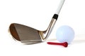 Pitching Wedge, Golf Ball, and Red Tee Royalty Free Stock Photo
