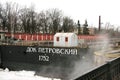 Piter the Great dock in Kronstadt, Russia in winter cloudy day Royalty Free Stock Photo