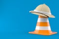 Pith helmet with traffic cone