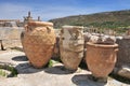 Pithoi, ceramic jars at Palace of Knossos near Heraklion. Crete, Greece