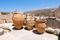 The Pithoi or storage jars at the Knossos palace on the island of Crete, Greece. Royalty Free Stock Photo