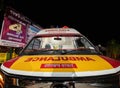 Pithoragarh, India, June, 2021 : Uttarakhand state Ambulance specially dedicated to COVID