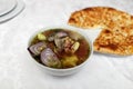 Piti soup and khachapuri Royalty Free Stock Photo