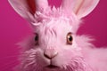 Pitiable Rabbit pink eye mammal. Generate Ai Royalty Free Stock Photo