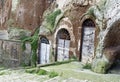 Pitigliano, one of the best town in Tuscany, Italy. Cellar doors in the medieval district. Royalty Free Stock Photo