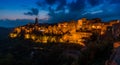 Panoramic sight of Pitigliano in the evening. Province of Grosseto, Tuscany, Italy. Royalty Free Stock Photo