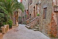 Pitigliano, Tuscany, Italy: alley in the old town Royalty Free Stock Photo