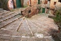 Pitigliano, Tuscany, Italy: ancient staircase in the old town Royalty Free Stock Photo