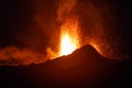 The Piton de la Fournaise volcano during an eruption in Reunion Island Royalty Free Stock Photo