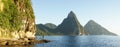 The Piton Mountains on the tropical Caribbean Island Saint Lucia. Royalty Free Stock Photo