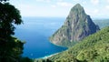 The Piton Mountains on the tropical Caribbean Island Saint Lucia. Royalty Free Stock Photo