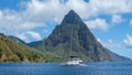 Pitons moutains of Saint Lucia, St. Lucia Caribbean Sea with Pitons Royalty Free Stock Photo