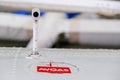 Pitot probe on top of light aircraft wing, close up detail Royalty Free Stock Photo