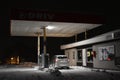 Pitstop in a snow-covered gas station