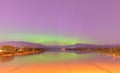 Pitt River and Golden Ears Mountain with aurora borealis Royalty Free Stock Photo