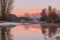 Pitt River and Golden Ears Mountain at sunset Royalty Free Stock Photo