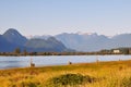 Pitt river with mountain in background Royalty Free Stock Photo